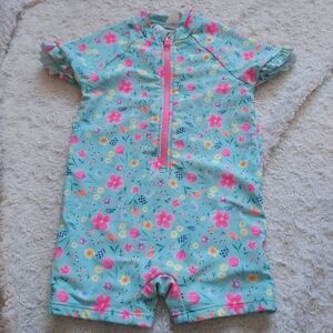 LC Waikiki Floral Toddler Swimsuit Romper Rashguard 24-36mo Beach Pool Summer